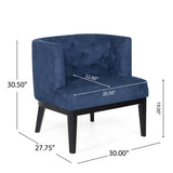 Clough Contemporary Fabric Tufted Accent Chairs, Navy Blue and Dark Brown Noble House