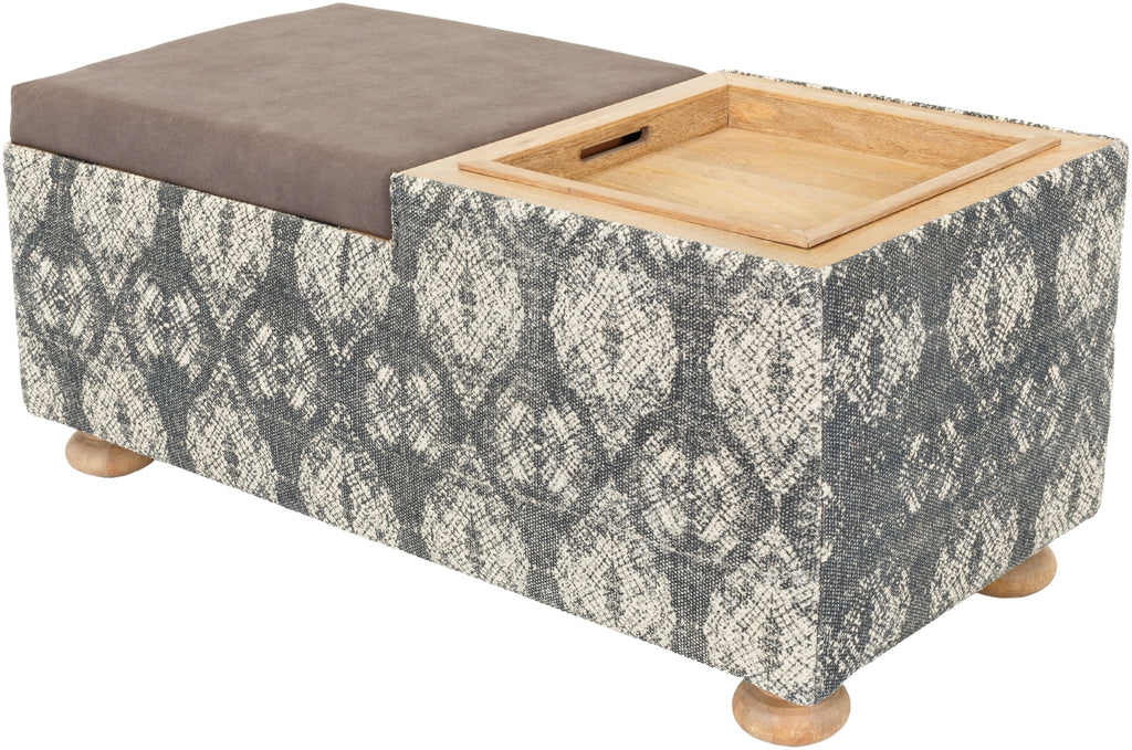 Arturo AUO-001 Traditional Cotton, Faux Leather, Manufactured Wood, Wood Storage Ottoman AUO-001  Cotton, Faux Leather, 100% Manufactured Wood, 100% Wood 18"H x 40"W x 19"D