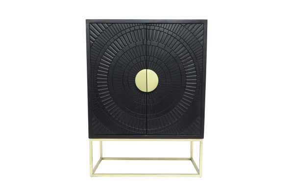 Porter Designs Elio Solid Handcarved Wood Transitional Cabinet Black 05-125-31-02565