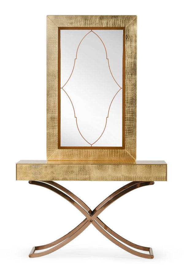 VIG Furniture A&X Aversa - Gold Crocodile Console Table & Mirror VGUNCK423-120-GOLD