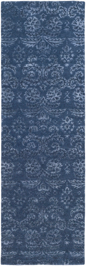 Avignon AVI-2003 Traditional NZ Wool, Viscose Rug AVI2003-268 Navy, Light Gray, Dark Blue 50% NZ Wool, 50% Viscose 2'6" x 8'