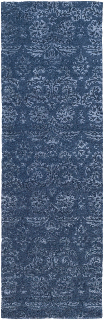 Avignon AVI-2003 Traditional NZ Wool, Viscose Rug AVI2003-268 Navy, Light Gray, Dark Blue 50% NZ Wool, 50% Viscose 2'6" x 8'