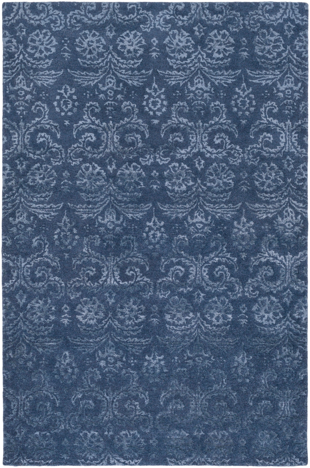 Avignon AVI-2003 Traditional NZ Wool, Viscose Rug AVI2003-913 Navy, Light Gray, Dark Blue 50% NZ Wool, 50% Viscose 9' x 13'