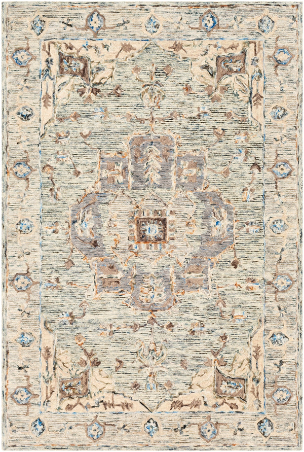 Avon AVO-2301 Traditional Wool Rug AVO2301-912 Seafoam, Khaki, Camel, Olive, Dark Blue, Burnt Orange 100% Wool 9' x 12'