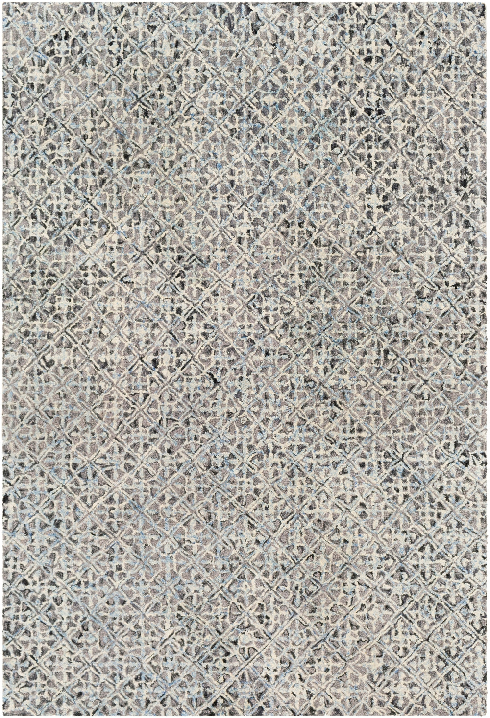 Avon AVO-2303 Traditional Wool Rug AVO2303-912 Medium Gray, Ivory, Denim, Black 100% Wool 9' x 12'