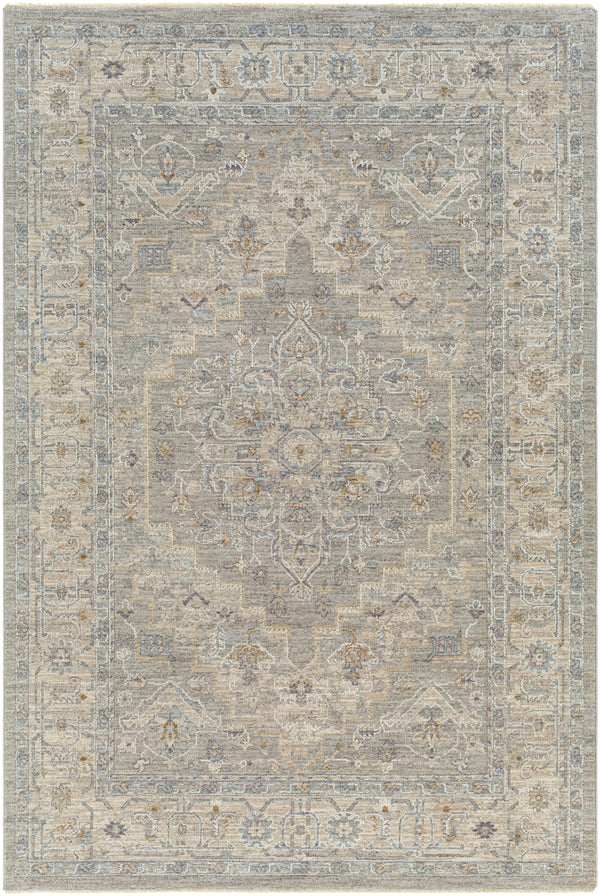 Avant Garde AVT-2301 Traditional Polyester, Polypropylene Rug AVT2301-575 Light Gray, Medium Gray, Charcoal, Beige, Tan, Camel, Denim 90% Polyester, 10% Polypropylene 5' x 7'5"