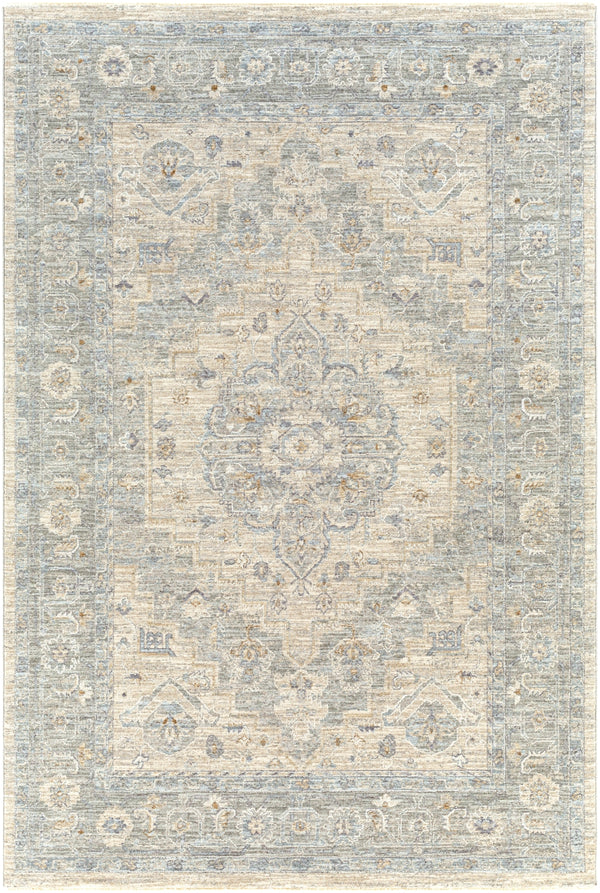 Avant Garde AVT-2302 Traditional Polyester, Polypropylene Rug AVT2302-575 Light Gray, Medium Gray, Charcoal, Beige, Tan, Camel, Denim 90% Polyester, 10% Polypropylene 5' x 7'5"