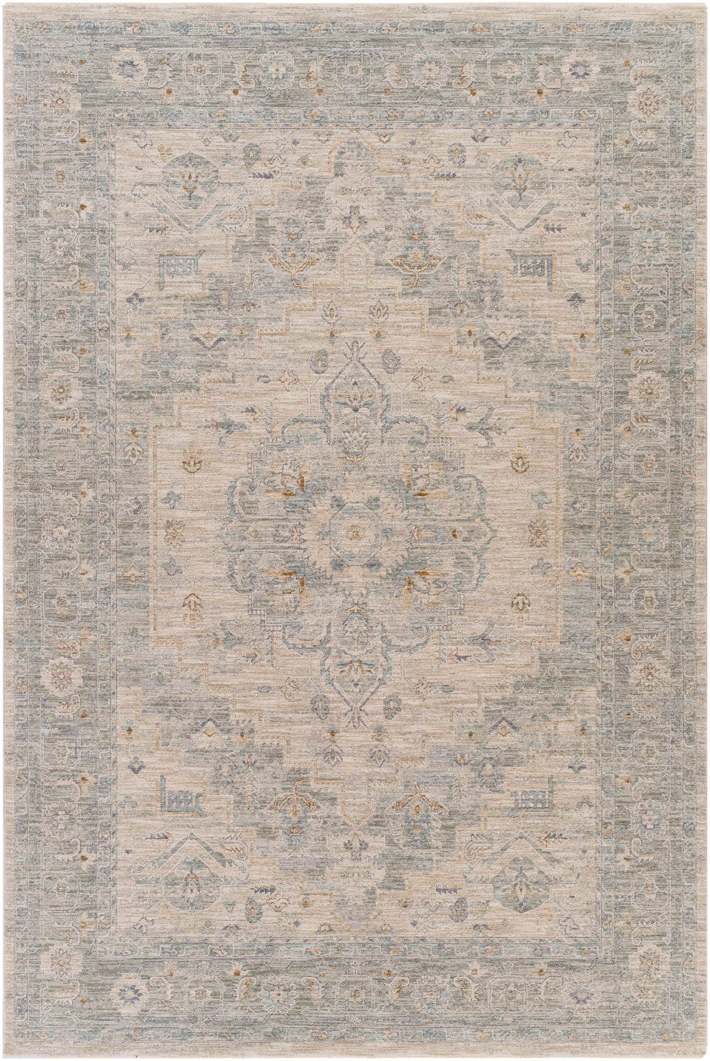 Avant Garde AVT-2302 Traditional Polyester, Polypropylene Rug AVT2302-9122 Light Gray, Medium Gray, Charcoal, Beige, Tan, Camel, Denim 90% Polyester, 10% Polypropylene 9' x 12'2"