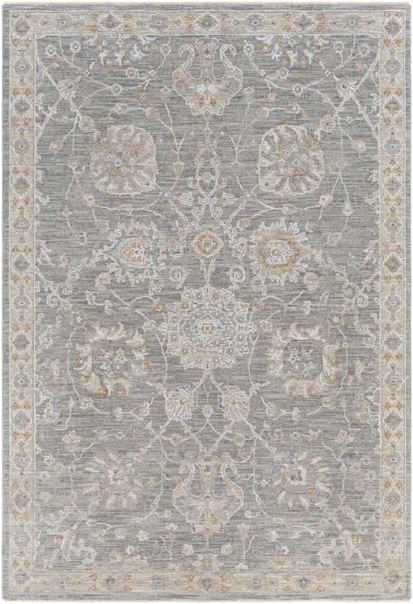 Avant Garde AVT-2305 Traditional Polyester, Polypropylene Rug AVT2305-575 Medium Gray, Charcoal, Light Gray, Beige, Tan, Camel, Denim 90% Polyester, 10% Polypropylene 5' x 7'5"