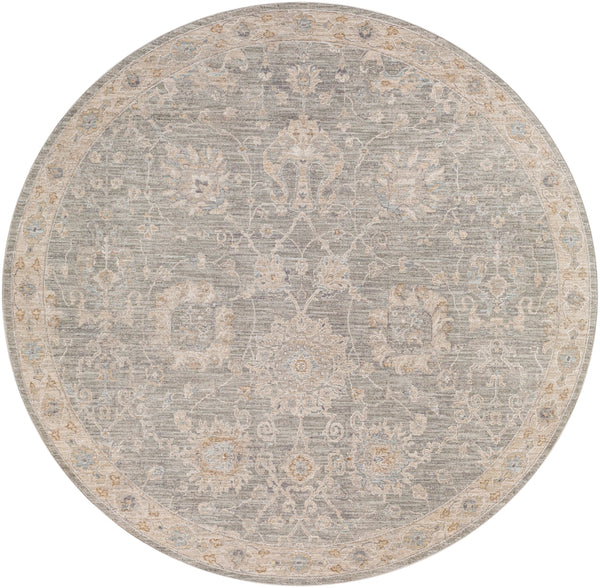 Avant Garde AVT-2305 Traditional Polyester, Polypropylene Rug AVT2305-710RD Medium Gray, Charcoal, Light Gray, Beige, Tan, Camel, Denim 90% Polyester, 10% Polypropylene 7'10" Round