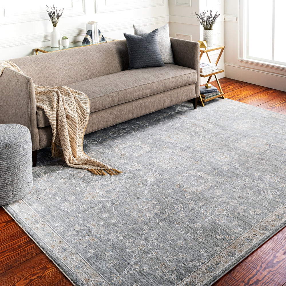 Avant Garde AVT-2305 Traditional Polyester, Polypropylene Rug AVT2305-9122 Medium Gray, Charcoal, Light Gray, Beige, Tan, Camel, Denim 90% Polyester, 10% Polypropylene 9' x 12'2"
