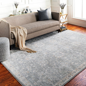 Avant Garde AVT-2305 Traditional Polyester, Polypropylene Rug AVT2305-9122 Medium Gray, Charcoal, Light Gray, Beige, Tan, Camel, Denim 90% Polyester, 10% Polypropylene 9' x 12'2"