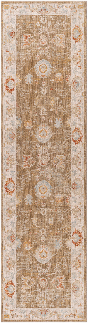 Avant Garde AVT-2308 Traditional Polyester, Polypropylene Rug AVT2308-2710 Camel, Beige, Cream, Dark Brown, Saffron, Dark Red, Denim, Sky Blue, Coral, Burnt Orange, Light Gray 90% Polyester, 10% Polypropylene 2'7" x 10'