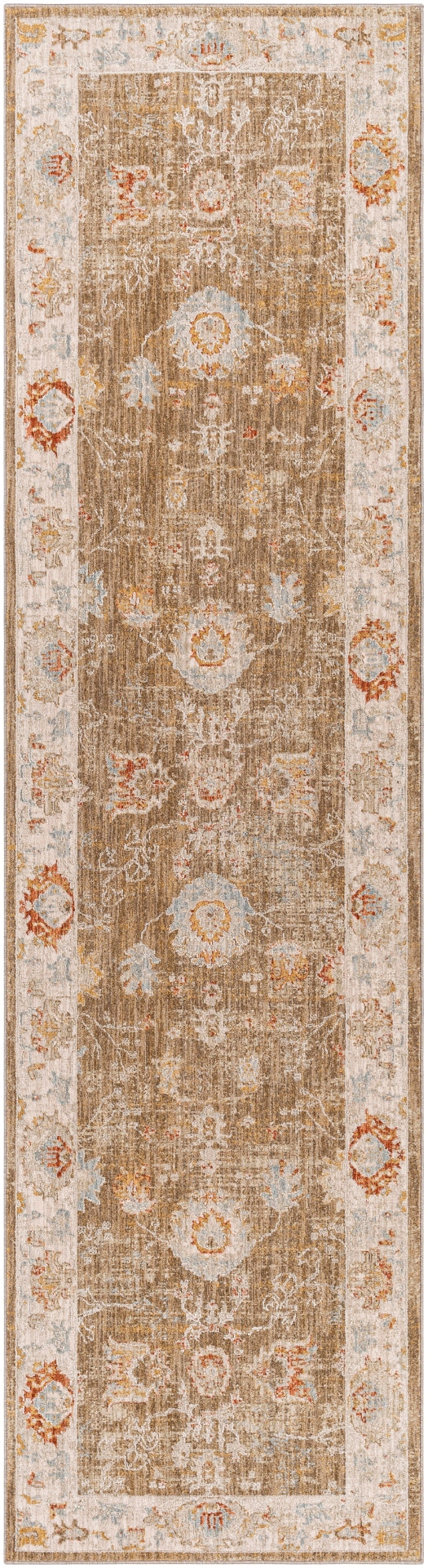 Avant Garde AVT-2308 Traditional Polyester, Polypropylene Rug AVT2308-2710 Camel, Beige, Cream, Dark Brown, Saffron, Dark Red, Denim, Sky Blue, Coral, Burnt Orange, Light Gray 90% Polyester, 10% Polypropylene 2'7" x 10'
