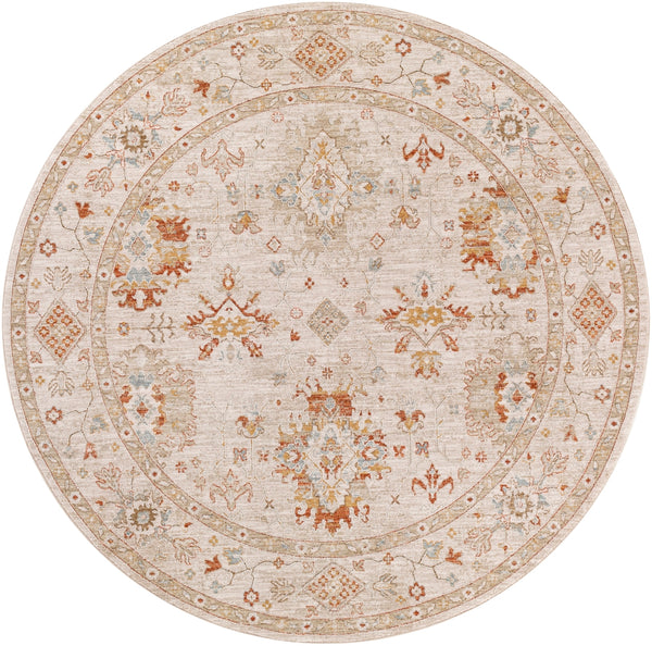 Avant Garde AVT-2311 Traditional Polyester, Polypropylene Rug AVT2311-710RD Burnt Orange, Olive, Denim, Medium Gray, Light Gray, Beige 90% Polyester, 10% Polypropylene 7'10" Round