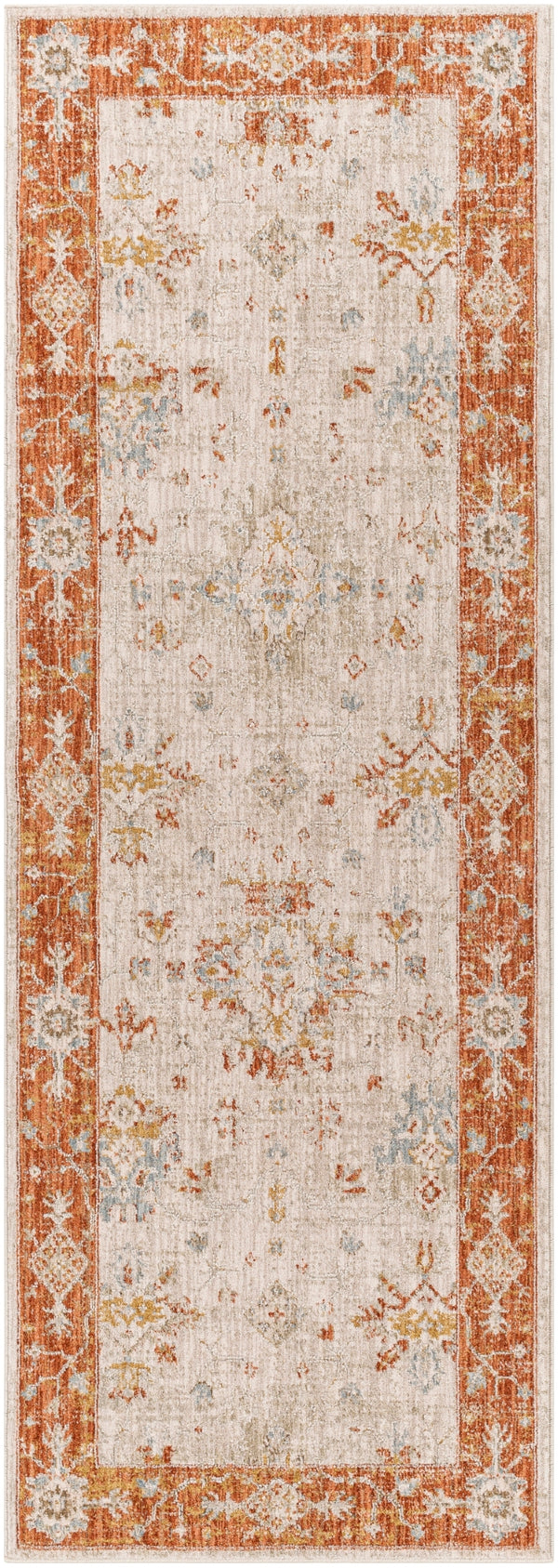 Avant Garde AVT-2312 Traditional Polyester, Polypropylene Rug AVT2312-2773 Burnt Orange, Olive, Mustard, Denim, Sage, Medium Gray, Light Gray, Beige 90% Polyester, 10% Polypropylene 2'7" x 7'3"