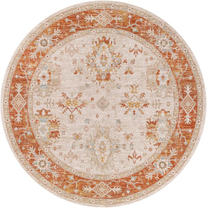 Avant Garde AVT-2312 Traditional Polyester, Polypropylene Rug AVT2312-710RD Burnt Orange, Olive, Mustard, Denim, Sage, Medium Gray, Light Gray, Beige 90% Polyester, 10% Polypropylene 7'10" Round