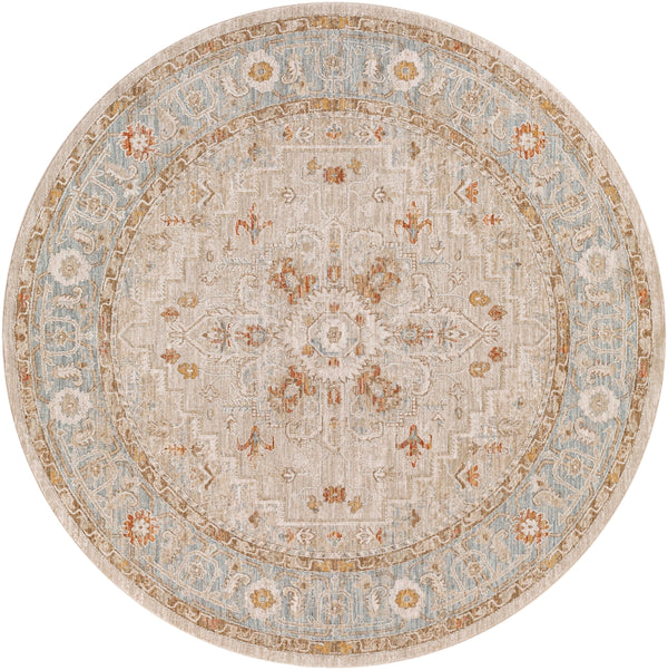 Avant Garde AVT-2316 Traditional Polyester, Polypropylene Rug AVT2316-710RD Sage, Olive, Burnt Orange, Denim, Mustard, Medium Gray, Light Gray, Beige 90% Polyester, 10% Polypropylene 7'10" Round