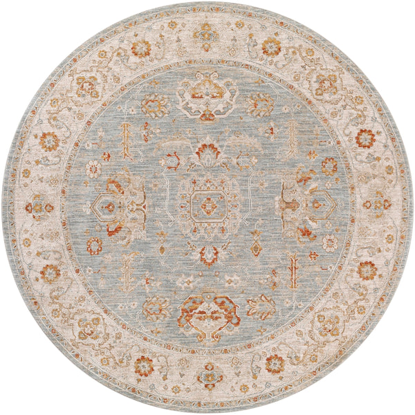 Avant Garde AVT-2318 Traditional Polyester, Polypropylene Rug AVT2318-710RD Denim, Sage, Burnt Orange, Olive, Mustard, Medium Gray, Light Gray, Beige 90% Polyester, 10% Polypropylene 7'10" Round