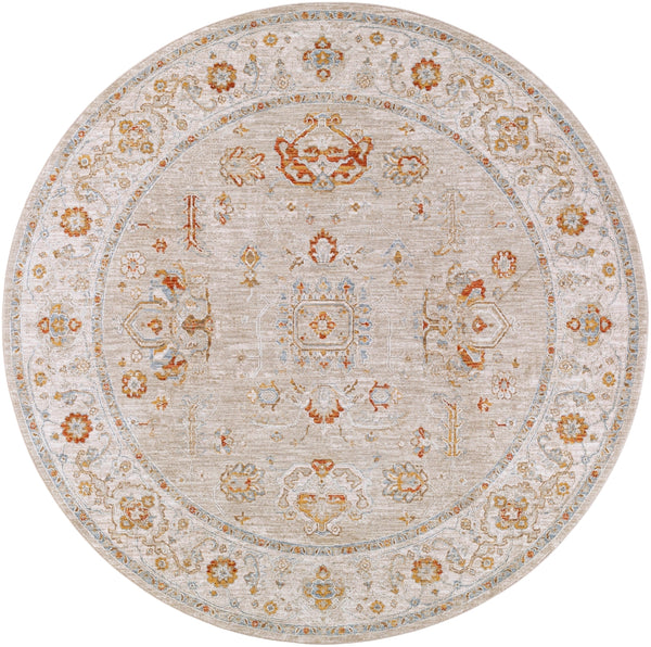 Avant Garde AVT-2319 Traditional Polyester, Polypropylene Rug AVT2319-710RD Sage, Olive, Burnt Orange, Mustard, Denim, Medium Gray, Light Gray, Beige 90% Polyester, 10% Polypropylene 7'10" Round