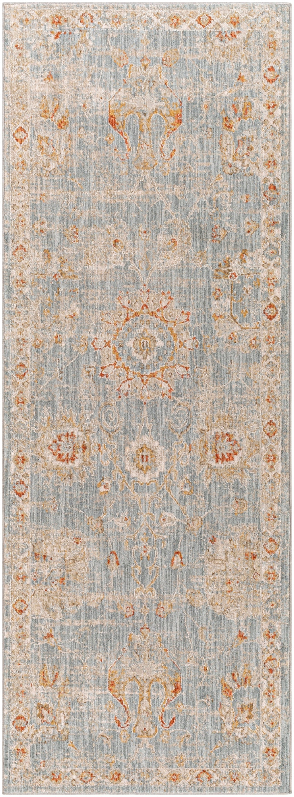 Avant Garde AVT-2322 Traditional Polyester, Polypropylene Rug AVT2322-2773 Denim, Pale Blue, Burnt Orange, Mustard, Olive, Light Gray, Beige 90% Polyester, 10% Polypropylene 2'7" x 7'3"