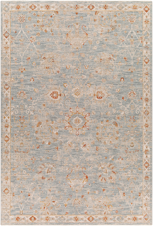 Avant Garde AVT-2322 Traditional Polyester, Polypropylene Rug AVT2322-6796 Denim, Pale Blue, Burnt Orange, Mustard, Olive, Light Gray, Beige 90% Polyester, 10% Polypropylene 6'7" x 9'6"