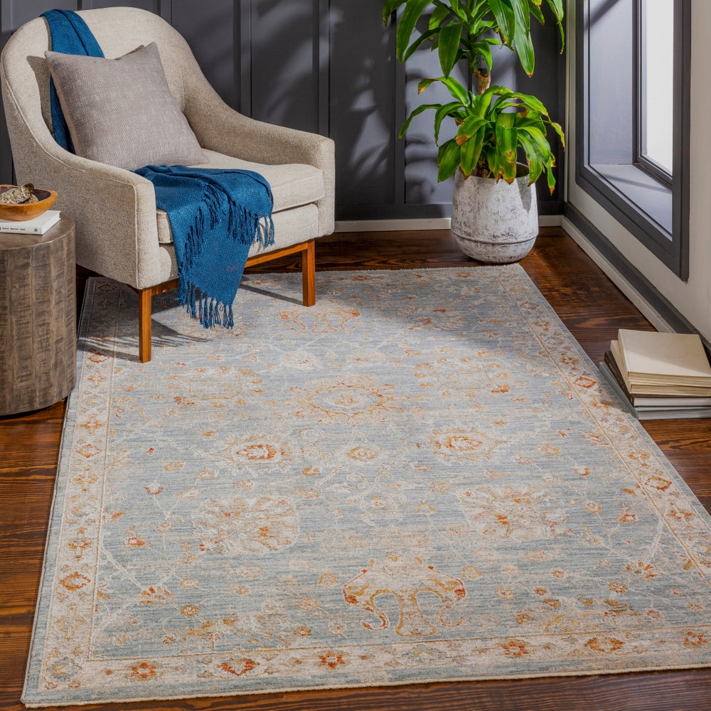 Avant Garde AVT-2322 Traditional Polyester, Polypropylene Rug AVT2322-9122 Denim, Pale Blue, Burnt Orange, Mustard, Olive, Light Gray, Beige 90% Polyester, 10% Polypropylene 9' x 12'2"