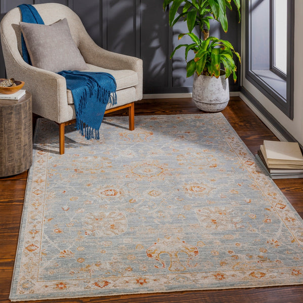 Avant Garde AVT-2322 Traditional Polyester, Polypropylene Rug AVT2322-9122 Denim, Pale Blue, Burnt Orange, Mustard, Olive, Light Gray, Beige 90% Polyester, 10% Polypropylene 9' x 12'2"