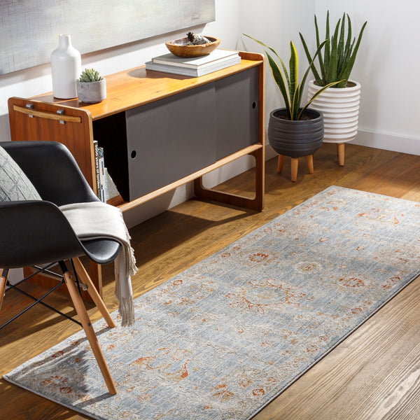 Avant Garde AVT-2322 Traditional Polyester, Polypropylene Rug AVT2322-2773 Denim, Pale Blue, Burnt Orange, Mustard, Olive, Light Gray, Beige 90% Polyester, 10% Polypropylene 2'7" x 7'3"