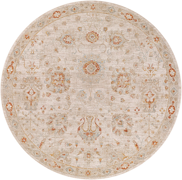 Avant Garde AVT-2323 Traditional Polyester, Polypropylene Rug AVT2323-710RD Burnt Orange, Mustard, Olive, Sage, Denim, Medium Gray, Light Gray, Beige 90% Polyester, 10% Polypropylene 7'10" Round
