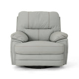 Elodie Leather Swivel Power Recliner, Light Grey Noble House