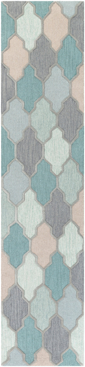 Pollack AWAH-2036 Cottage Wool Rug AWAH2036-2314 Medium Gray, Charcoal, Sage, Teal, Seafoam, Taupe 100% Wool 2'3" x 14'