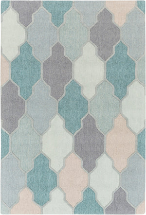 Pollack AWAH-2036 Cottage Wool Rug AWAH2036-913 Medium Gray, Charcoal, Sage, Teal, Seafoam, Taupe 100% Wool 9' x 13'