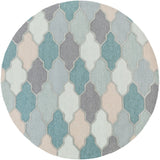 Pollack AWAH-2036 Cottage Wool Rug AWAH2036-8RD Medium Gray, Charcoal, Sage, Teal, Seafoam, Taupe 100% Wool 8' Round