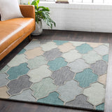 Pollack AWAH-2036 Cottage Wool Rug AWAH2036-913 Medium Gray, Charcoal, Sage, Teal, Seafoam, Taupe 100% Wool 9' x 13'