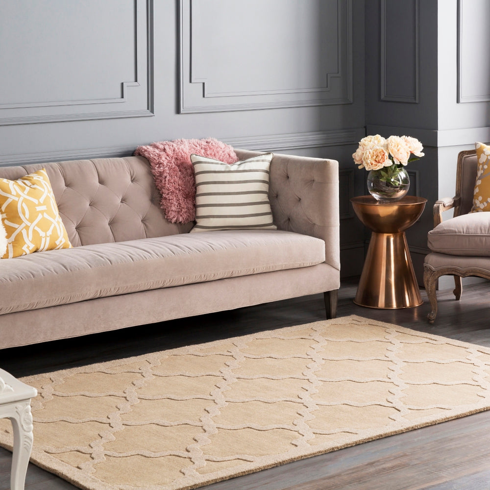 Central Park AWHP-4020 Modern Wool Rug AWHP4020-912 Khaki 100% Wool 9' x 12'