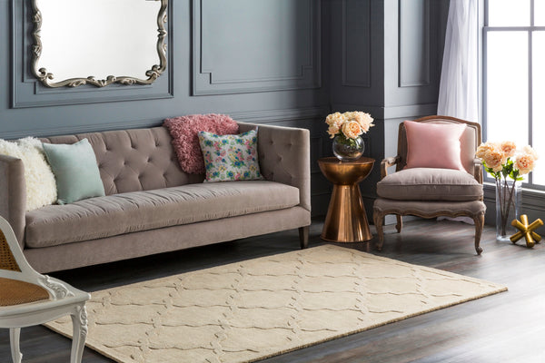 Central Park AWHP-4021 Modern Wool Rug AWHP4021-99RD Khaki 100% Wool 9'9" Round