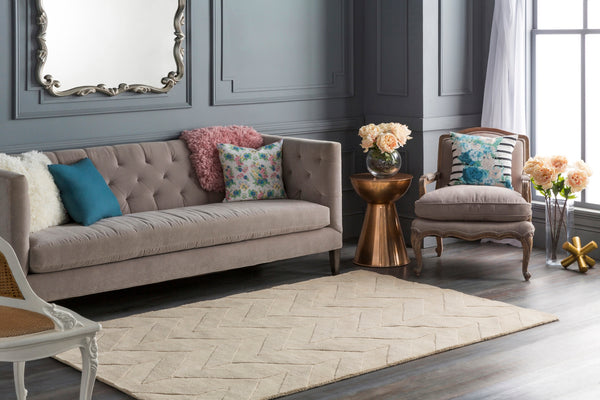 Central Park AWHP-4028 Modern Wool Rug AWHP4028-99RD Khaki 100% Wool 9'9" Round