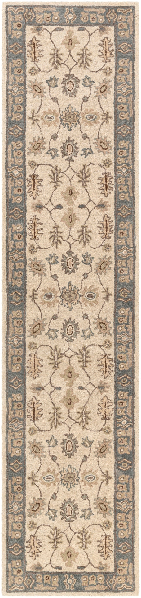 Middleton AWHR-2050 Traditional Wool Rug AWHR2050-2314 Khaki, Teal, Tan, Dark Brown, Seafoam 100% Wool 2'3" x 14'
