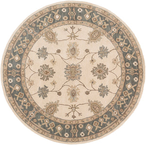Middleton AWHR-2050 Traditional Wool Rug AWHR2050-36RD Khaki, Teal, Tan, Dark Brown, Seafoam 100% Wool 3'6" Round