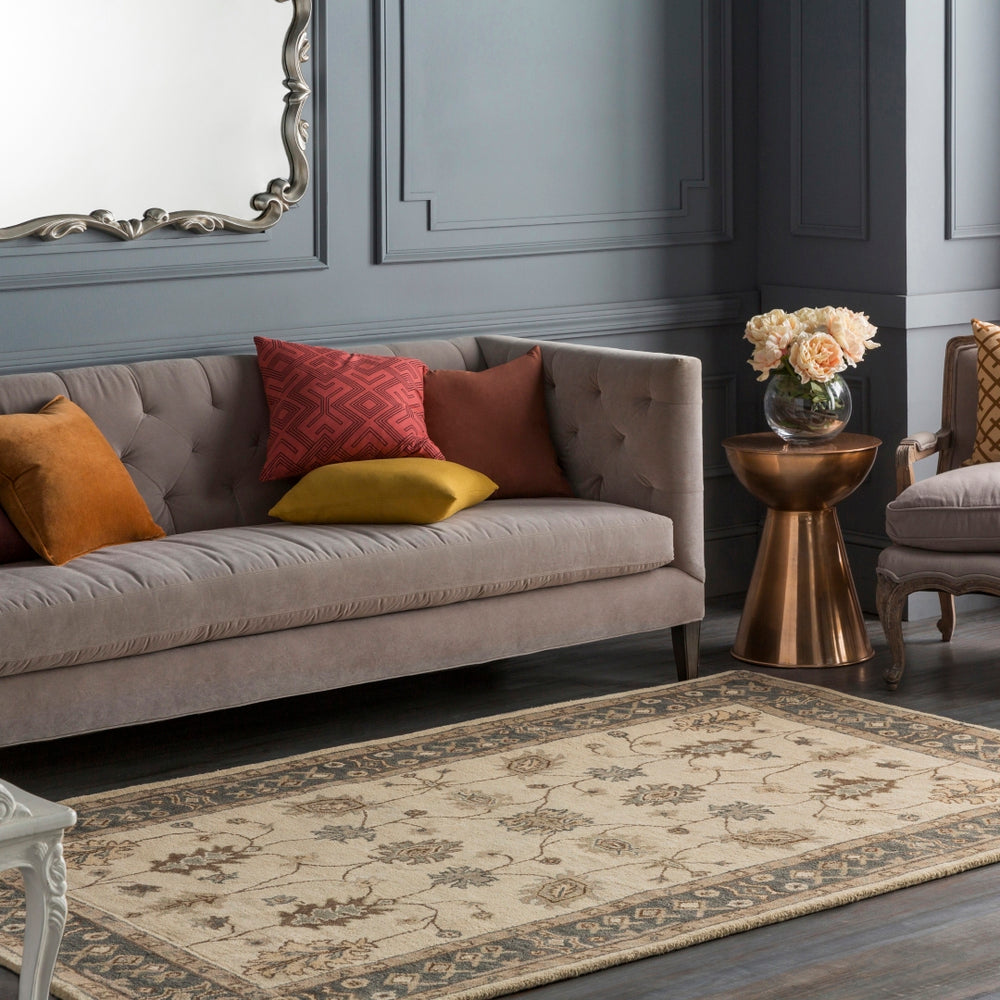 Middleton AWHR-2050 Traditional Wool Rug AWHR2050-913 Khaki, Teal, Tan, Dark Brown, Seafoam 100% Wool 9' x 13'