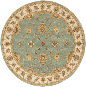 Middleton AWHR-2058 Traditional Wool Rug AWHR2058-6RD Dark Green, Grass Green, Khaki, Clay, Camel, Moss, Sage 100% Wool 6' Round