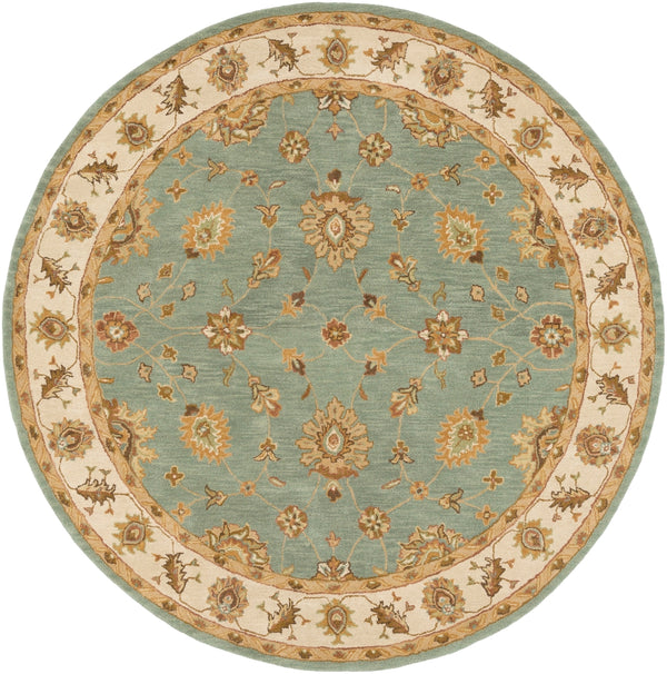 Middleton AWHR-2058 Traditional Wool Rug AWHR2058-8RD Dark Green, Grass Green, Khaki, Clay, Camel, Moss, Sage 100% Wool 8' Round
