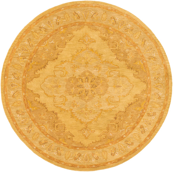 Middleton AWHR-2059 Traditional Wool Rug AWHR2059-6RD Mustard, Tan, Camel 100% Wool 6' Round