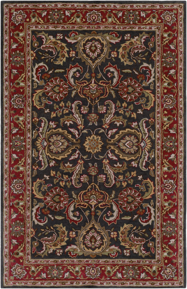 Middleton AWHY-2061 Traditional Wool Rug AWHY2061-913 Bright Red, Charcoal, Mustard, Dark Brown, Olive, Tan, Ivory, Aqua 100% Wool 9' x 13'