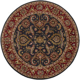 Middleton AWHY-2061 Traditional Wool Rug AWHY2061-6RD Bright Red, Charcoal, Mustard, Dark Brown, Olive, Tan, Ivory, Aqua 100% Wool 6' Round