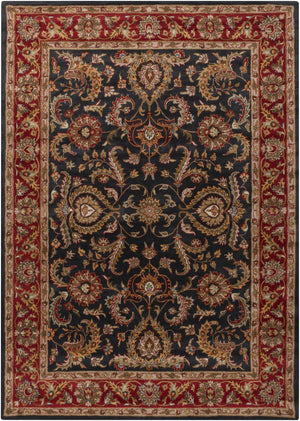 Middleton AWHY-2061 Traditional Wool Rug AWHY2061-811 Bright Red, Charcoal, Mustard, Dark Brown, Olive, Tan, Ivory, Aqua 100% Wool 8' x 11'