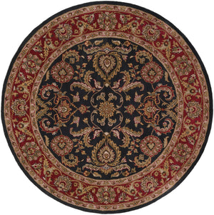 Middleton AWHY-2061 Traditional Wool Rug AWHY2061-8RD Bright Red, Charcoal, Mustard, Dark Brown, Olive, Tan, Ivory, Aqua 100% Wool 8' Round