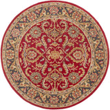 Middleton AWHY-2062 Traditional Wool Rug AWHY2062-36RD Bright Red, Charcoal, Mustard, Dark Brown, Olive, Tan, Ivory, Aqua 100% Wool 3'6" Round