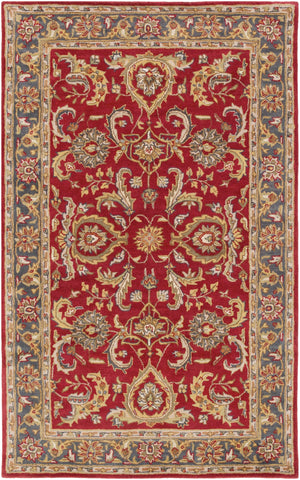 Middleton AWHY-2062 Traditional Wool Rug AWHY2062-913 Bright Red, Charcoal, Mustard, Dark Brown, Olive, Tan, Ivory, Aqua 100% Wool 9' x 13'